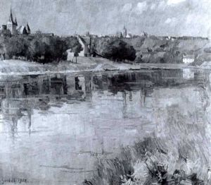 Flusslandschaft An Einem Hellen Sommertag Flusslandschaft An Einem Hellen Sommertag