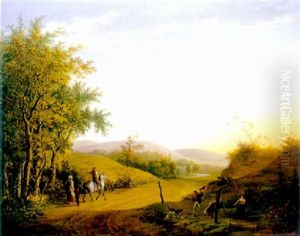 A Traveller Conversing With A Peasant Woman Returning From Market