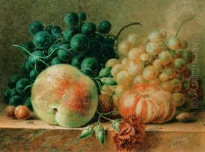 A Still Life With A Peach, Grapes And Nuts