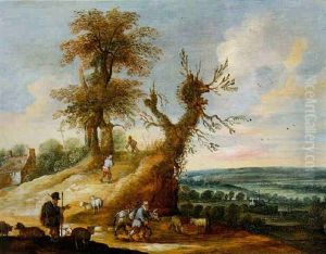Paysans Sur Une Route by Joost Goemare