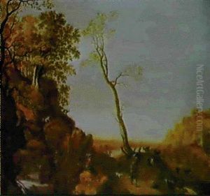 Paysage Rocheux Avec Bergers Et Chevres by Joost Goemare