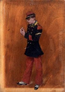 Jeune Militaire Roulant Une Cigarette
