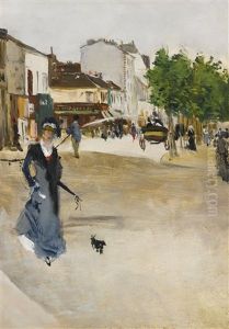 Boulevard De Clichy, L'elegante Au Caniche by Norbert Goeneutte