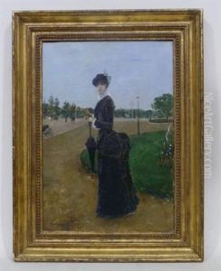 Elegante A L'entree Du Bois De Boulogne by Norbert Goeneutte