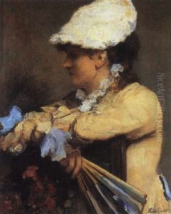 Portrait De Jeune Femme A L'eventail by Norbert Goeneutte