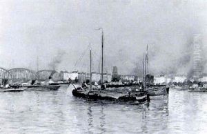 Bateau Dans Le Port De Rotterdam by Norbert Goeneutte