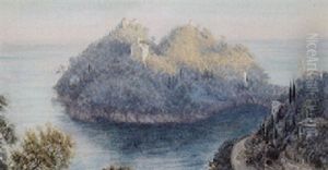 Blick Auf Die Halbinsel Von Portofino Bei Sonnenuntergang by Sigismund Christian Hubert Goetze