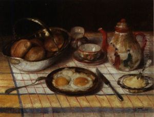 Fruhstuck Mit Spiegeleiern Und Japanischer Teekanne by Aristide Goffinon