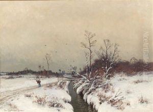 Landscape With Stream In Winter by Heinrich Gogarten