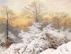 Abenddammerung Uber Einer Winterlandschaft Abenddammerung Uber Einer Winterlandschaft