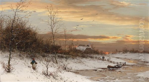 Abendrot Uber Einer Winterlandschaft - view 1