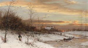 Abendrot Uber Einer Winterlandschaft Abendrot Uber Einer Winterlandschaft
