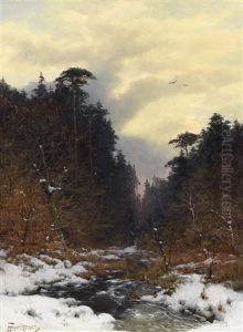 Bachlauf Im Winterwald by Heinrich Gogarten