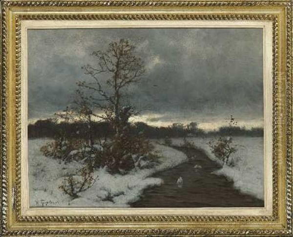 Winterliche Bachlandschaft In Der Abenddammerung - view 1
