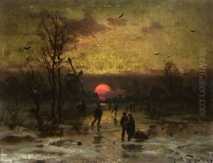 Eisvergnugen Bei Sonnenuntergang by Heinrich Gogarten