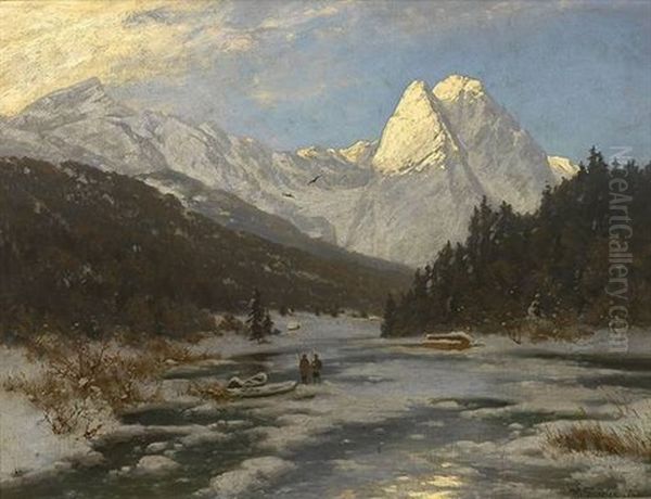 Winterliche Hochgebirgslandschaft Mit Bachlauf - view 1