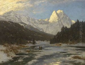 Winterliche Hochgebirgslandschaft Mit Bachlauf by Heinrich Gogarten