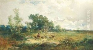 Sommerliche Landschaft Mit Einem Jager Und Seinen Hunden Sommerliche Landschaft Mit Einem Jager Und Seinen Hunden