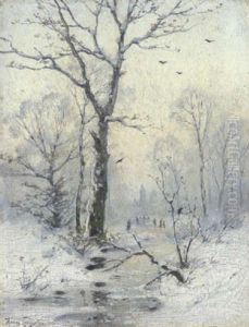 Verschneiter Winterwald by Heinrich Gogarten