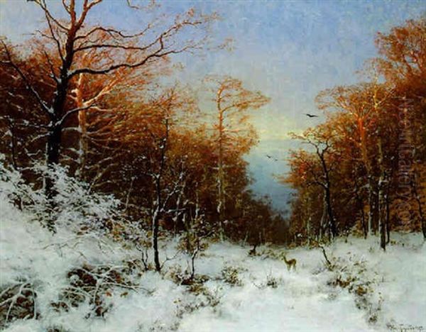 Zwei Rehe Im Winterwald - view 1