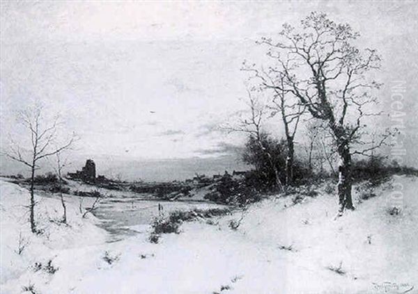 A Winter Landscape At Sunrise - view 1