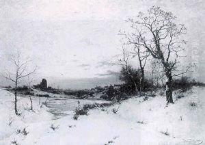 A Winter Landscape At Sunrise by Heinrich Gogarten