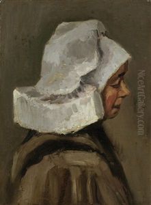 Head Of A Peasant Woman: Right Profile (kopf Einer Bauerin: Profil Nach Rechts) by Vincent Van Gogh