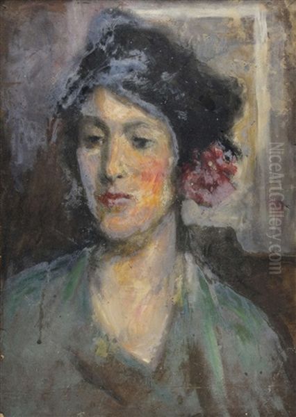 Portrait Of A Young Women With A Flower In Her Hair - view 1