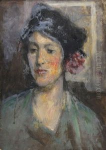 Portrait Of A Young Women With A Flower In Her Hair