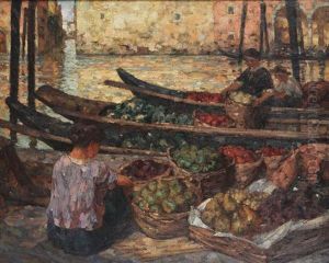 Marchands De Fruits A Venise by Felix Gogo