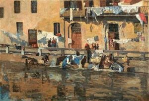 The Washerwomen by Emilio Gola