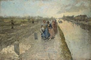 Paesaggio Lungo Il Naviglio Grande by Emilio Gola