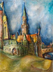 Stadtansicht Mit Kirche Stadtansicht Mit Kirche