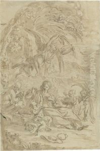 Rest On The Flight Into Egypt by Giovanni Raffaelo Badaracco