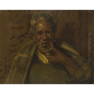 Ka Pai Te Kai Paipa, Portrait Of Te Hei, A Maori Chieftainess by Charles Frederick Goldie