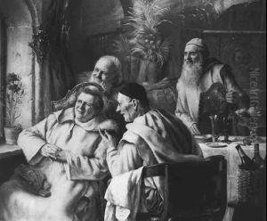 Monks At A Table by Otto Goldmann