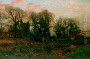 Country River Landscape With A Church In The Distance