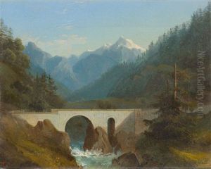 Die Gotthardstrase Bei Amsteg by Johann Theodor Goldstein