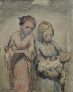 Two Women And Baby by Anne Wilson Goldthwaite