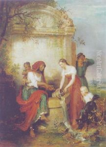Die Wahrsagerin Am Brunnen by Wilhelm Alexandrowitsch Golicke
