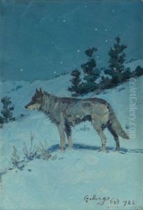 Lone Wolf In Starlight by Elling William Gollings