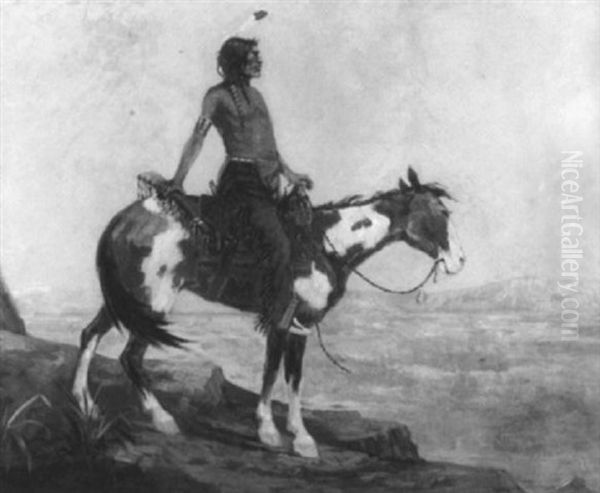 Cheyenne Warrior On Horseback - view 1