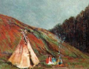 Indians By A Teepee by Elling William Gollings