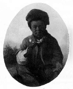 A Black Boy Smoking A Pipe by Julius Gollmann