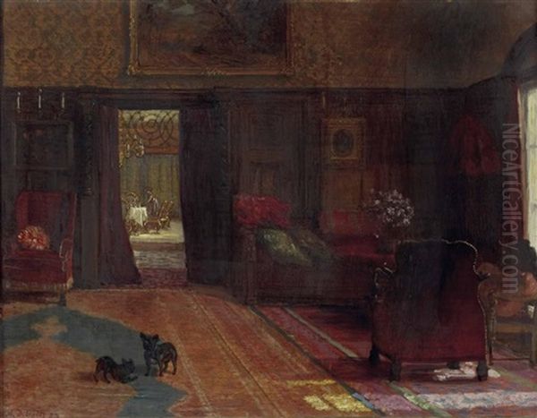 Interieur Mit Zwei Kleinen Hunden (mops) - view 1