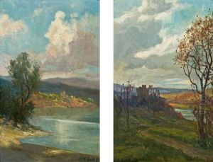 Pendants: Zwei Ansichten Aus Der Wachau (pair)