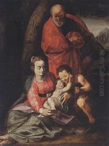 The Holy Family With St. John The Baptist by Goltzius Hendrick