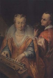 Fine Sense Of Hearing - Interior With A Woman And Man Playing Music Fine Sense Of Hearing - Interior With A Woman And Man Playing Music