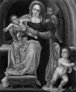 Madonna Mit Jesuskind Und Johannes Unter Einem Rundbogen by Goltzius Hendrick