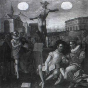 Personifications Of Painting, Sculpture And Eloquence by Goltzius Hendrick
